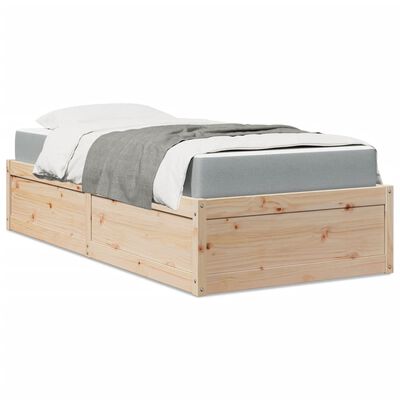 vidaXL Bett mit Matratze 90x200 cm Massivholz Kiefer