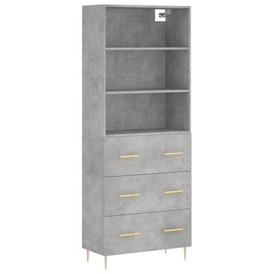 vidaXL Highboard Betongrau 69,5x34x180 cm Holzwerkstoff