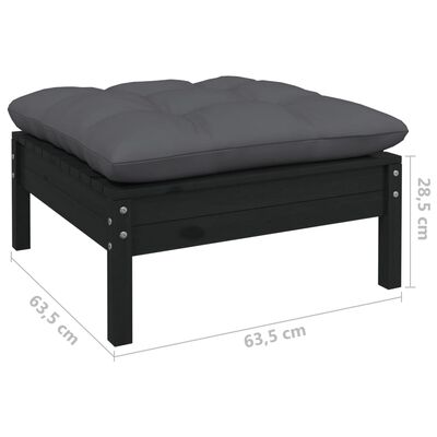 vidaXL 11-tlg. Garten-Lounge-Set mit Kissen Schwarz Massivholz Kiefer