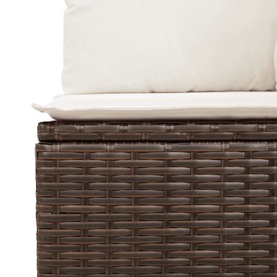 vidaXL 3-tlg. Garten-Sofagarnitur mit Kissen Braun Poly Rattan