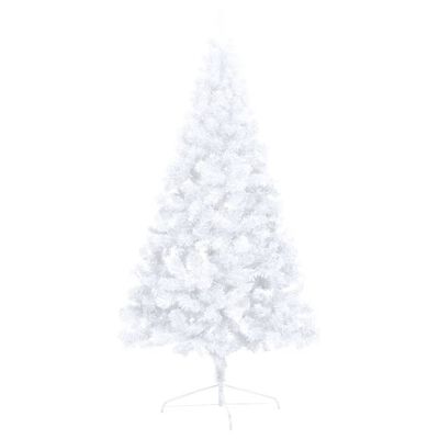 vidaXL Künstlicher Halb-Weihnachtsbaum Beleuchtung Kugeln Weiß 120 cm