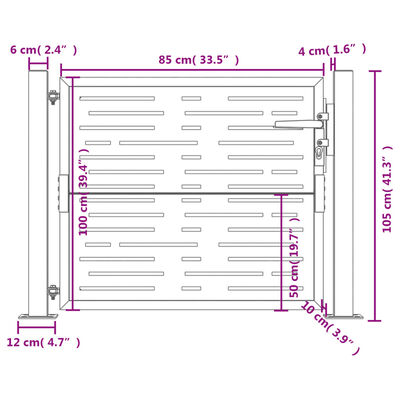 vidaXL Gartentor Anthrazit 105x105 cm Stahl Quadratisches Design