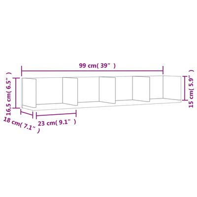 vidaXL Wandschränke 2 Stk. Braun Eichen-Optik 99x18x16,5 cm