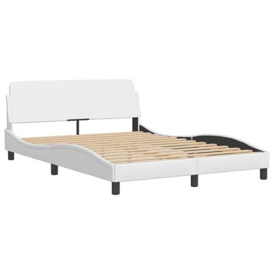 vidaXL Bett mit Matratze Weiß 120x200 cm Kunstleder