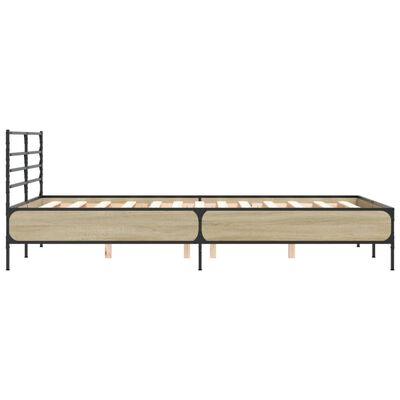 vidaXL Bettgestell Sonoma-Eiche 135x190 cm Holzwerkstoff und Metall