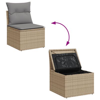 vidaXL 6-tlg. Garten-Sofagarnitur mit Kissen Beige Poly Rattan