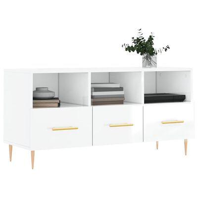 vidaXL TV-Schrank Hochglanz-Weiß 102x36x50 cm Holzwerkstoff