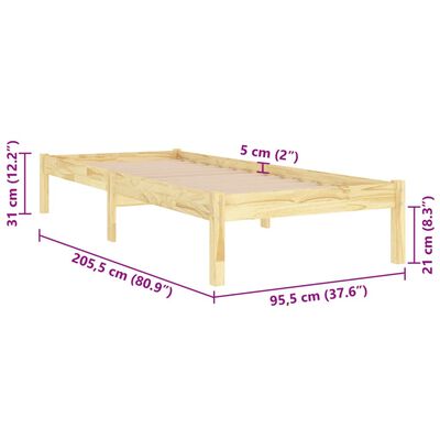 vidaXL Massivholzbett Kiefernholz 90x200 cm