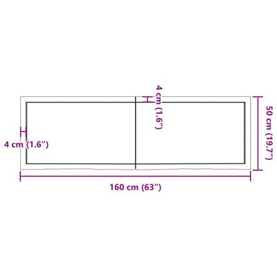 vidaXL Waschtischplatte Dunkelbraun 160x50x(2-6)cm Massivholz