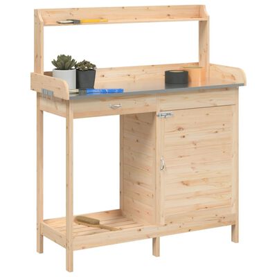 vidaXL Pflanztisch mit Schrank 110,5x45x124,5 cm Massivholz Tanne