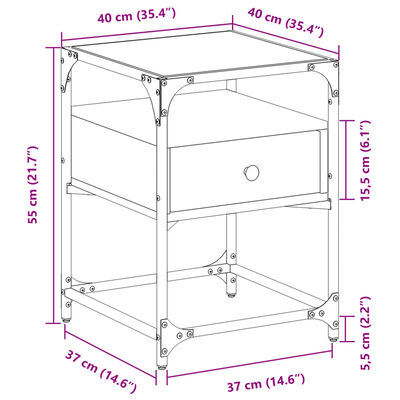 vidaXL Nachttisch Grau Sonoma 40x40x55 cm Holzwerkstoff