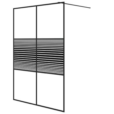 vidaXL Duschwand für Begehbare Dusche Schwarz 140x195 cm ESG-Glas Klar