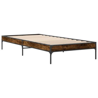 vidaXL Bettgestell Räuchereiche 100x200 cm Holzwerkstoff und Metall