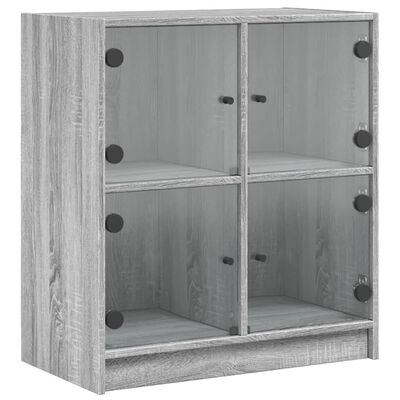 vidaXL Beistellschrank mit Glastüren Grau Sonoma 68x37x75,5 cm