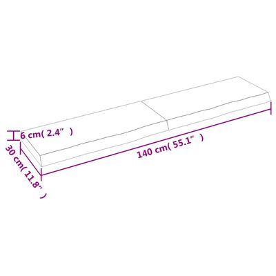 vidaXL Waschtischplatte Hellbraun 140x30x(2-6) cm Massivholz Behandelt