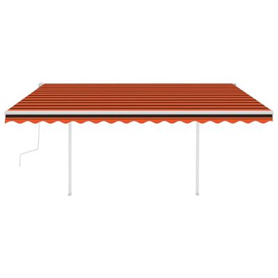 vidaXL Markise Manuell Einziehbar mit Pfosten 4,5x3 m Orange & Braun