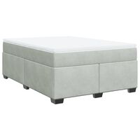 vidaXL Boxspringbett mit Matratze Hellgrau 140x200 cm Samt