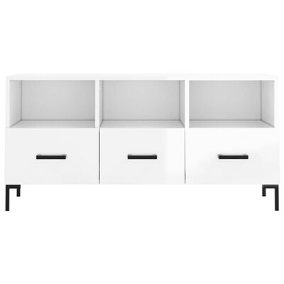 vidaXL TV-Schrank Hochglanz-Weiß 102x36x50 cm Holzwerkstoff