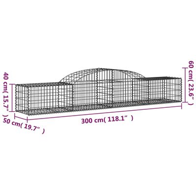 vidaXL Gabionen mit Hochbogen 20 Stk. 300x50x40/60 cm Verzinktes Eisen