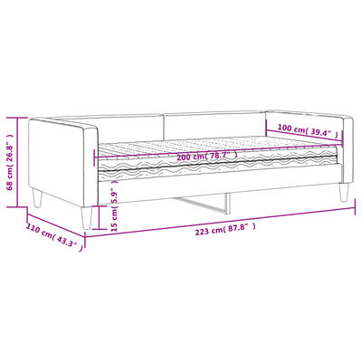 vidaXL Tagesbett mit Matratze Schwarz 100x200 cm Stoff