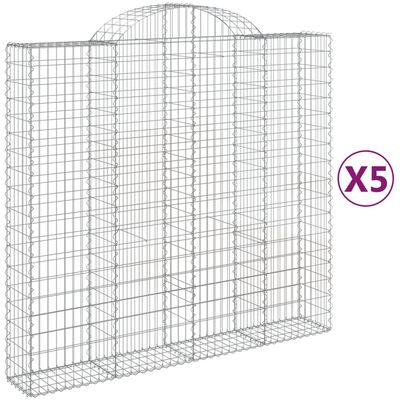 vidaXL Gabionen mit Hochbogen 5 Stk. 200x50x180/200cm Verzinktes Eisen