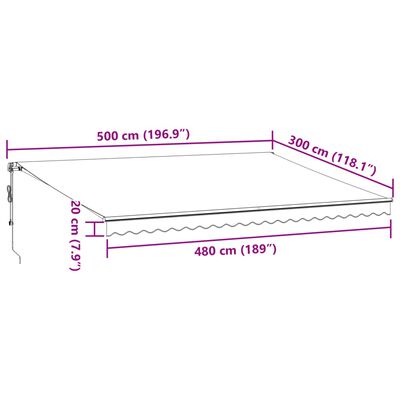 vidaXL Markise Automatisch mit LEDs Braun 500x300 cm