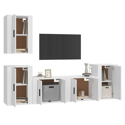 vidaXL 5-tlg. TV-Schrank-Set Weiß Holzwerkstoff