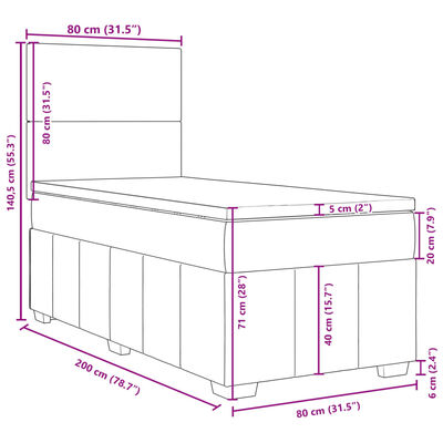 vidaXL Boxspringbett mit Matratze Creme 80x200 cm Stoff