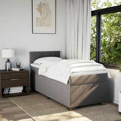 vidaXL Boxspringbett mit Matratze Taupe 100x200 cm Stoff