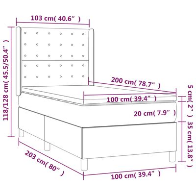 vidaXL Boxspringbett mit Matratze Blau 100x200 cm Stoff