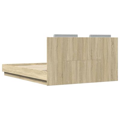 vidaXL Bettgestell mit Kopfteil Sonoma-Eiche 150x200 cm Holzwerkstoff