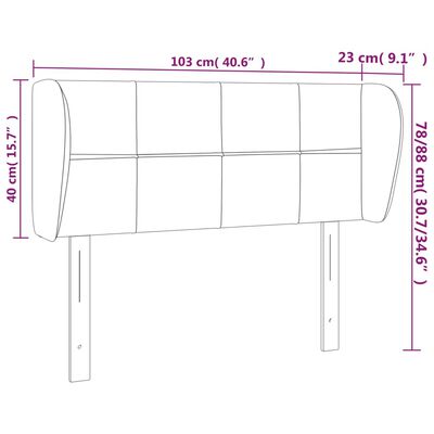 vidaXL Kopfteil mit Ohren Hellgrau 103x23x78/88 cm Samt