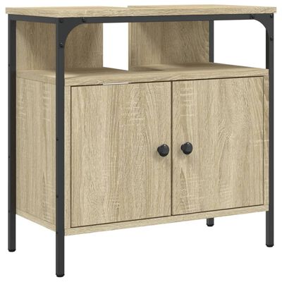 vidaXL Waschbeckenunterschrank Sonoma-Eiche 60x30x60 cm Holzwerkstoff