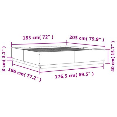 vidaXL Bettgestell Sonoma-Eiche 180x200 cm Holzwerkstoff