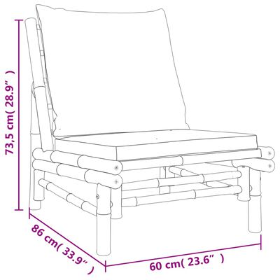 vidaXL 3-tlg. Garten-Lounge-Set mit Dunkelgrauen Kissen Bambus