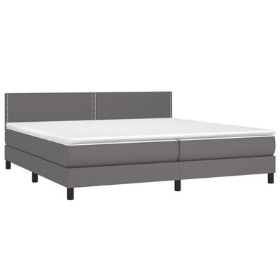 vidaXL Boxspringbett mit Matratze Grau 200x200 cm Kunstleder