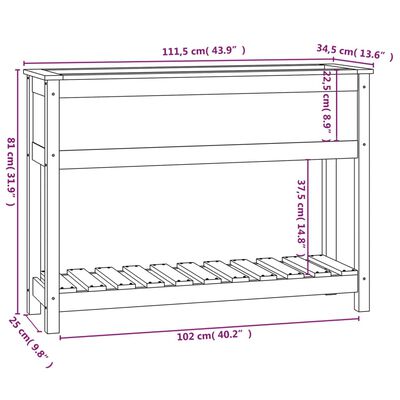 vidaXL Pflanzkübel mit Ablage Honigbraun 111,5x34,5x81 cm Kiefernholz