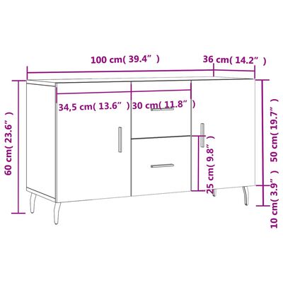 vidaXL Sideboard Betongrau 100x36x60 cm Holzwerkstoff