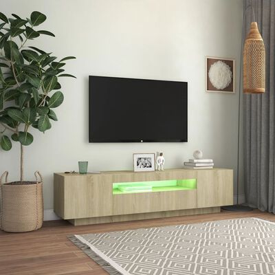 vidaXL TV-Schrank mit LED-Leuchten Sonoma-Eiche 160x35x40 cm