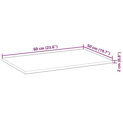 vidaXL Tischplatte Rechteckig 60x50x2 cm Massivholz Akazie