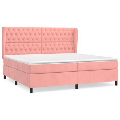 vidaXL Boxspringbett mit Matratze Rosa 200x200 cm Samt