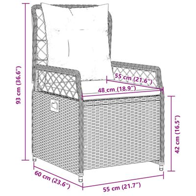 vidaXL Gartensessel 2 Stk. Verstellbar Braun Poly Rattan