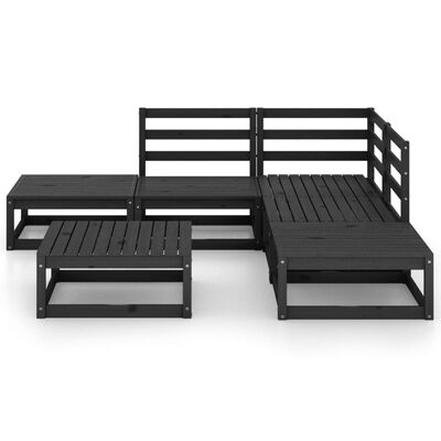 vidaXL 6-tlg. Garten-Lounge-Set Schwarz Massivholz Kiefer