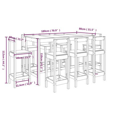 vidaXL 9-tlg. Bar-Set Weiß Massivholz Kiefer