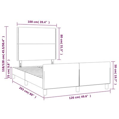 vidaXL Bettgestell mit Kopfteil Grau 120x200 cm Kunstleder