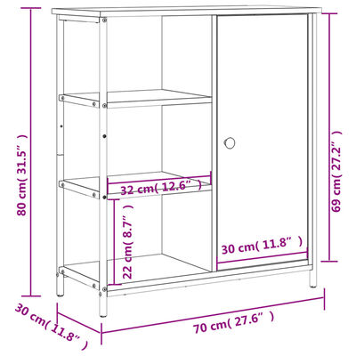 vidaXL Sideboard Räuchereiche 70x30x80 cm Holzwerkstoff