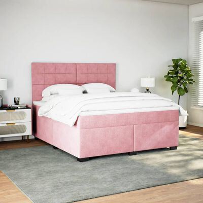 vidaXL Boxspringbett mit Matratze Rosa 200x200 cm Samt