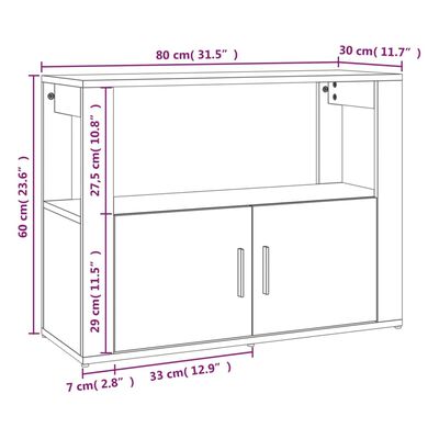 vidaXL Sideboard Sonoma-Eiche 80x30x60 cm Holzwerkstoff