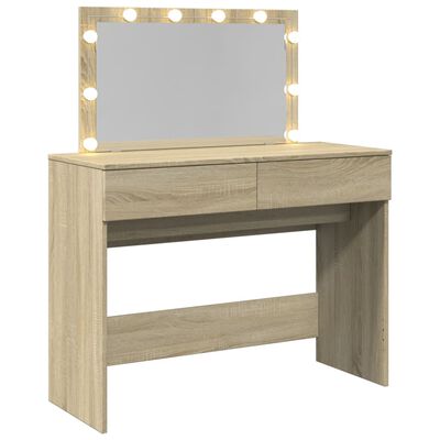 vidaXL Schminktisch mit LED-Beleuchtung Sonoma-Eiche 100x40x120 cm