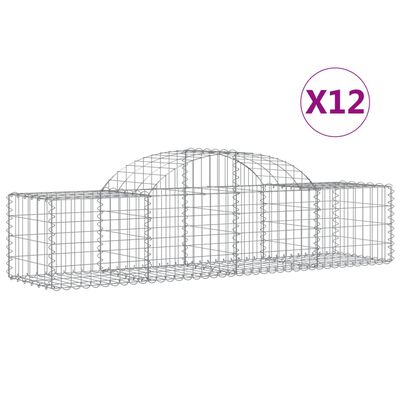 vidaXL Gabionen mit Hochbogen 12 Stk. 200x50x40/60 cm Verzinktes Eisen